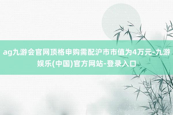ag九游会官网顶格申购需配沪市市值为4万元-九游娱乐(中国)官方网站-登录入口