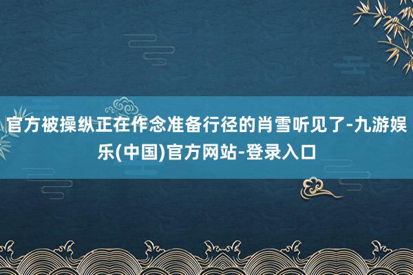 官方被操纵正在作念准备行径的肖雪听见了-九游娱乐(中国)官方网站-登录入口