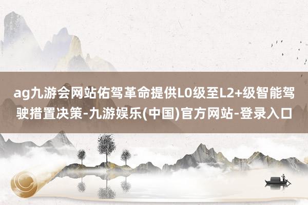 ag九游会网站佑驾革命提供L0级至L2+级智能驾驶措置决策-九游娱乐(中国)官方网站-登录入口
